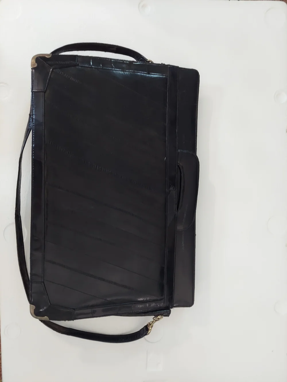 Vintage Black Men's/Women's Eel Skin Briefcase - Timeless Professional Carry